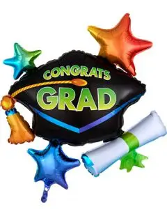 31" Congrats Graduation Cap Rainbow Cluster