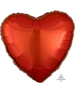 18" Orange Heart Foil Balloon