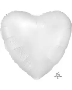 18" White Heart Foil Balloon