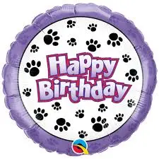 18" Happy Birthday Paw Prints