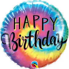 18" Happy Birthday Tie Dye Swirls